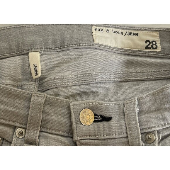 Rag & Bone Gray Distressed Skinny Jeans Women’s Sz 28 Distressed Ripped Knees - Picture 10 of 12